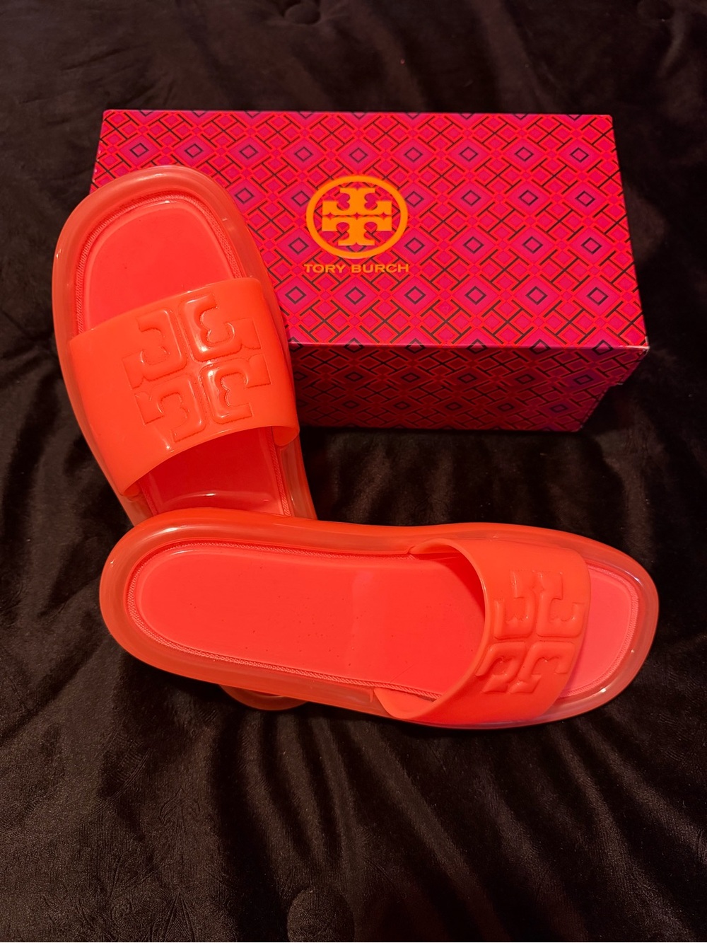 Tory Burch Fluorescent Pink Bubble Jelly Slides
